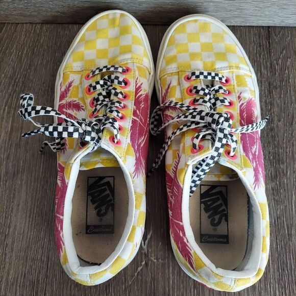 Custom Checkeredboard Vans Palm Tree Sneaker 6.5 Women 8 - Picture 6 of 10